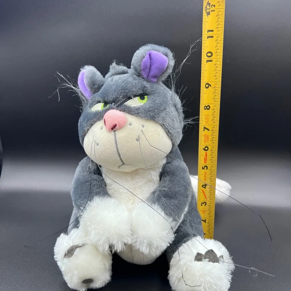 Disney Cinderella Lucifer the Cat Plush Grumpy Grey White plush *see pics